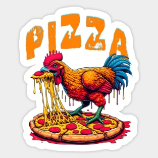 Chicken Pepperoni Pizza Dino Style Sticker